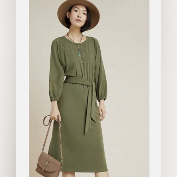 Anthropologie Army Green Dolman Dress Size XS - Picture 1 of 6